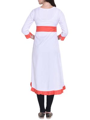 white rayon a-line kurta - 14329243 - Standard Image - 3