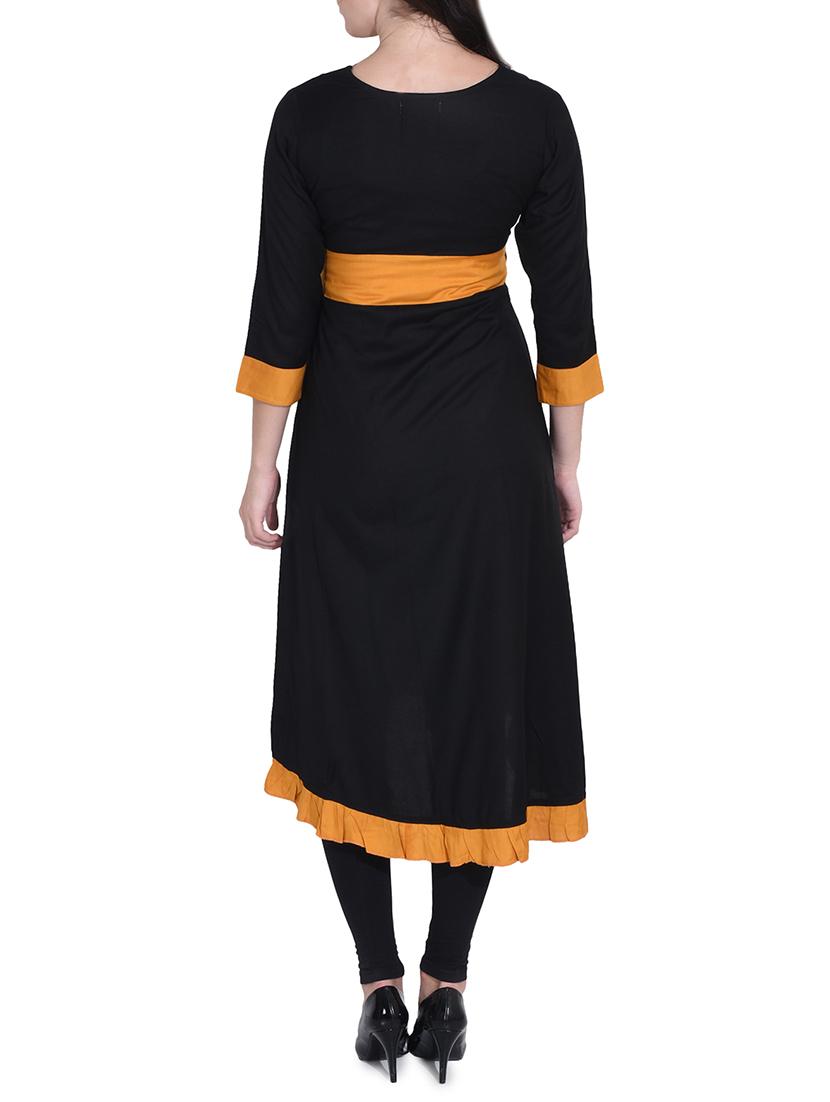 black rayon high low kurta - 14329246 - Zoom Image - 3