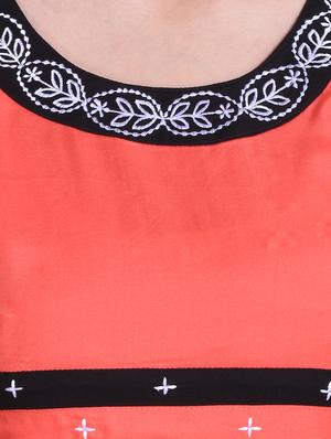 orange rayon high low kurta - 14329247 - Standard Image - 4