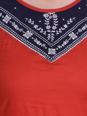 red cotton straight kurta - 14329257 - Standard Image - 4