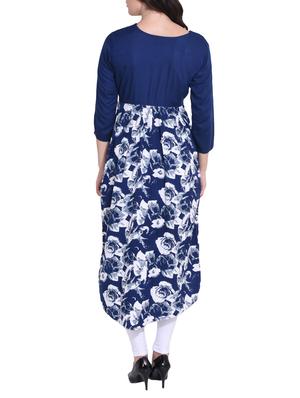 blue crepe high low kurta - 14329268 - Standard Image - 3