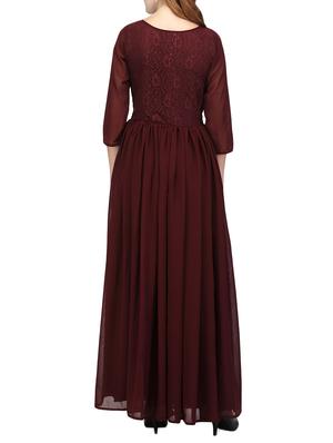floral lace detail gathered maxi dress - 14329845 - Standard Image - 3