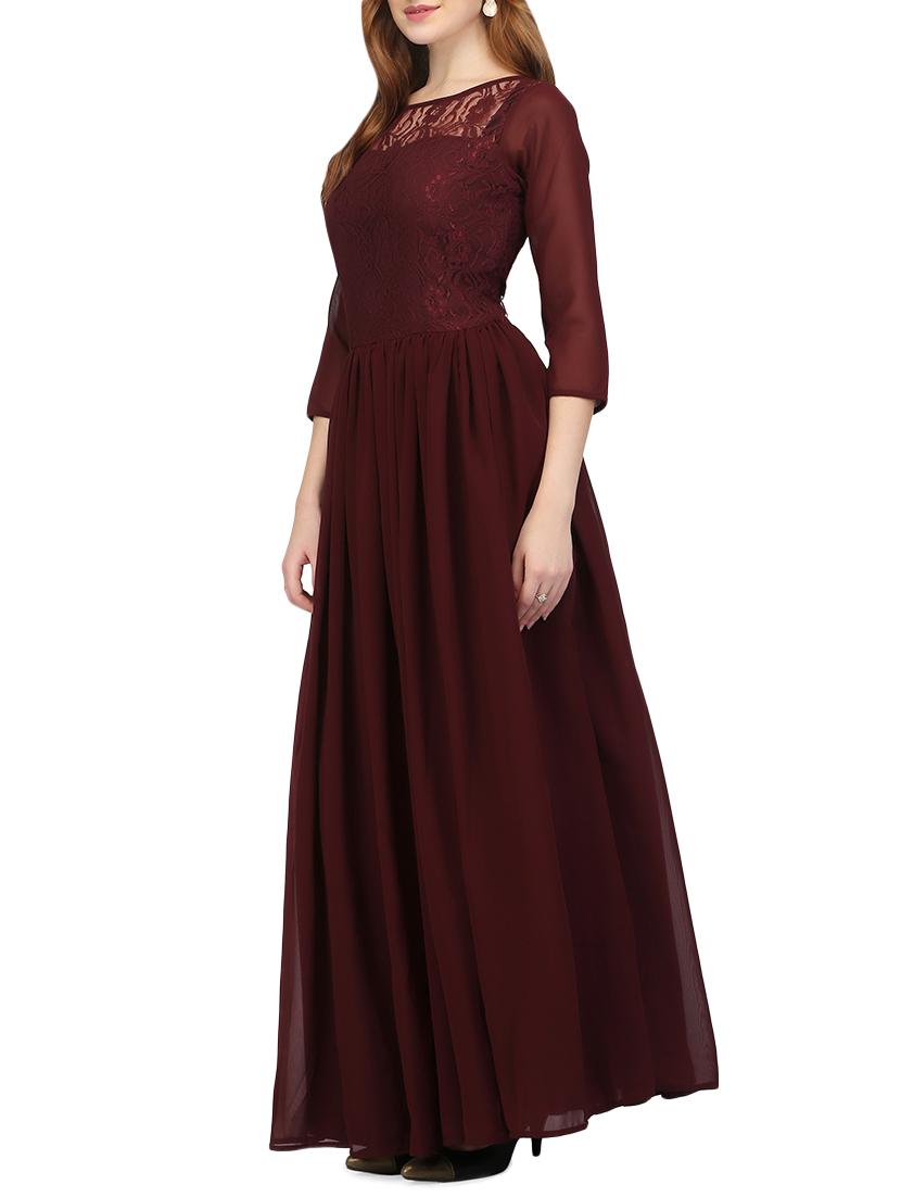 floral lace detail gathered maxi dress - 14329845 - Zoom Image - 2
