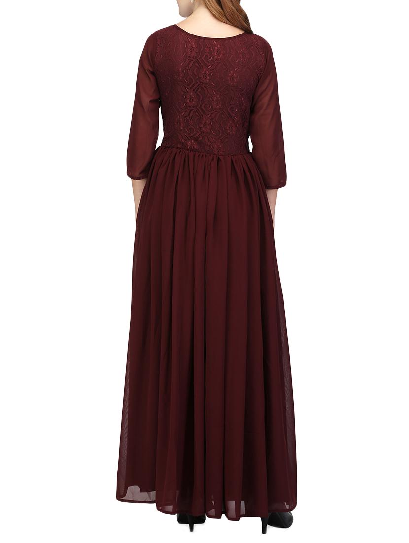 floral lace detail gathered maxi dress - 14329845 - Zoom Image - 3