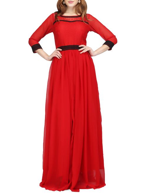 red georgette gown - 14329848 - Standard Image - 1