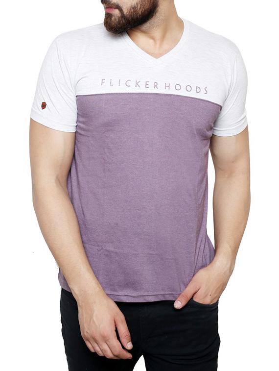 purple cotton color block t-shirt - 14330253 - Zoom Image - 1