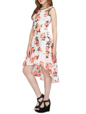 white floral high low dress - 14331044 - Standard Image - 2