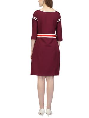 maroon crepe dress - 14331054 - Standard Image - 3
