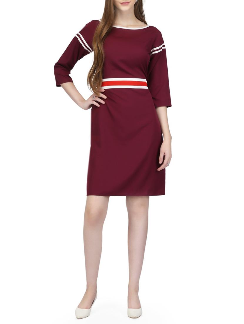 maroon crepe dress - 14331054 - Zoom Image - 1