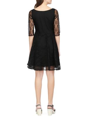 boat neck laced flared dress - 14331056 - Standard Image - 3