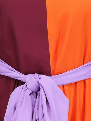 orange crepe asymmetric dress - 14331063 - Standard Image - 4