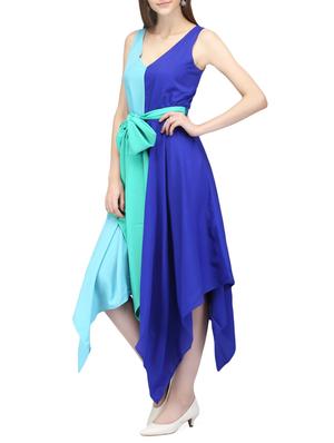 blue crepe asymmetric dress - 14331075 - Standard Image - 2