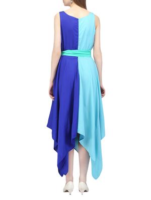 blue crepe asymmetric dress - 14331075 - Standard Image - 3