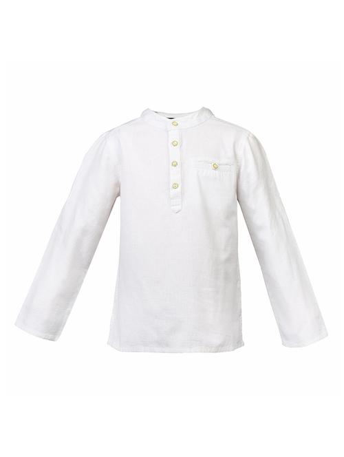 white cotton blend kurta - 14331293 - Standard Image - 1