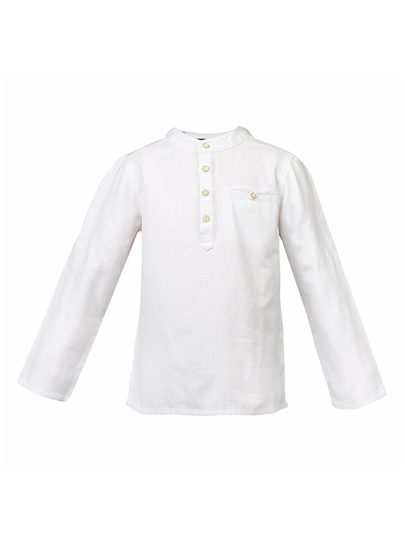 white cotton blend kurta - 14331293 - Zoom Image - 1