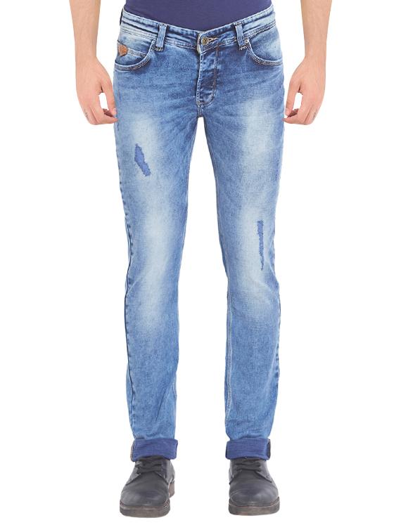 blue light washed ripped denim jeans - 14332047 - Zoom Image - 1