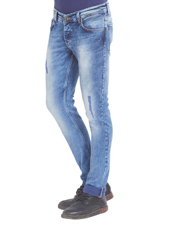 blue light washed ripped denim jeans - 14332047 - Zoom Image - 2