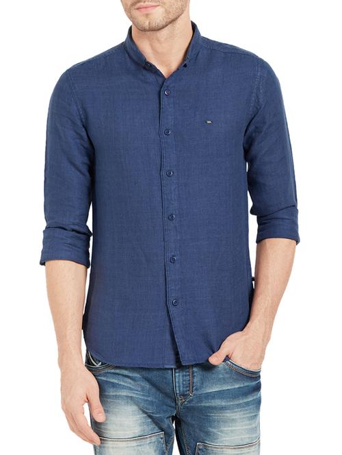 blue linen casual shirt - 14332064 - Standard Image - 1