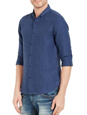 blue linen casual shirt - 14332064 - Standard Image - 2