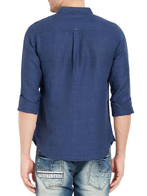 blue linen casual shirt - 14332064 - Standard Image - 3