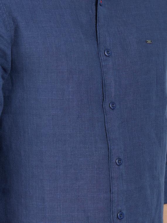 blue linen casual shirt - 14332064 - Zoom Image - 4