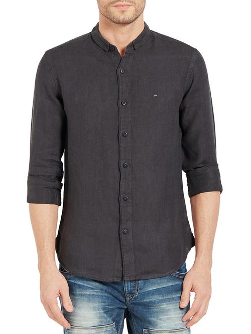 grey linen casual shirt - 14332065 - Standard Image - 1