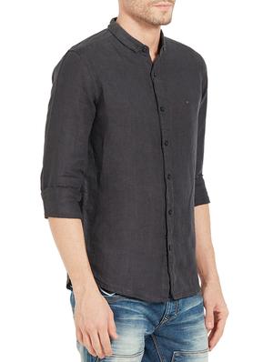 grey linen casual shirt - 14332065 - Standard Image - 2