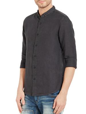 grey linen casual shirt - 14332065 - Standard Image - 3