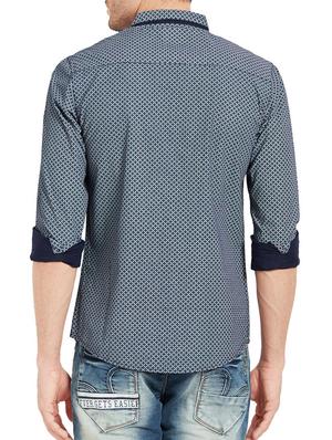 blue cotton casual shirt - 14332089 - Standard Image - 3