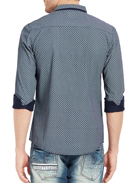 blue cotton casual shirt - 14332089 - Zoom Image - 3