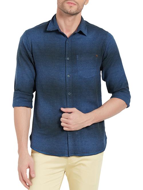 blue cotton casual shirt - 14332099 - Standard Image - 1