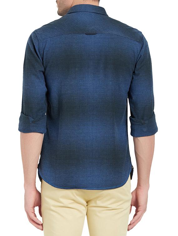 blue cotton casual shirt - 14332099 - Zoom Image - 3