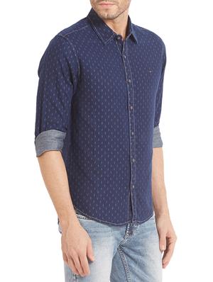 blue denim casual shirt - 14332118 - Standard Image - 2