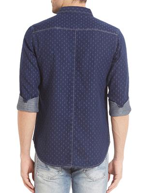 blue denim casual shirt - 14332118 - Standard Image - 4