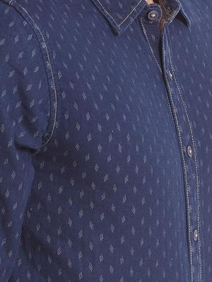 blue denim casual shirt - 14332118 - Standard Image - 5
