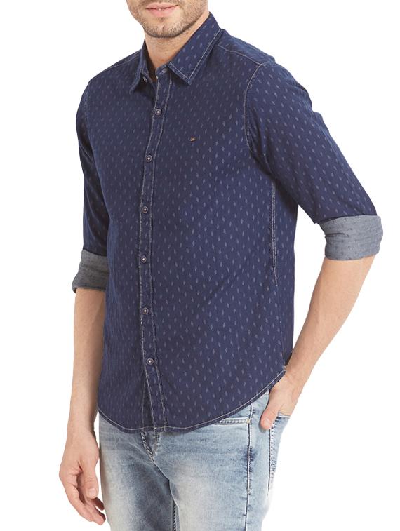 blue denim casual shirt - 14332118 - Zoom Image - 3