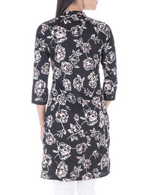 black crepe straight kurta - 14333906 - Standard Image - 3