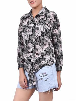 grey printed casual shirt - 14334092 - Standard Image - 2