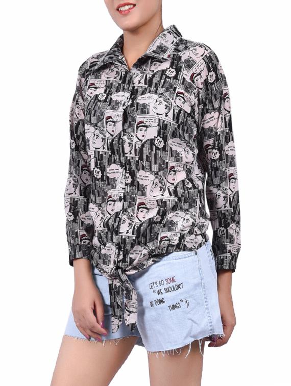 grey printed casual shirt - 14334092 - Zoom Image - 2