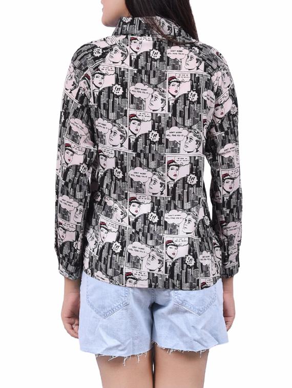 grey printed casual shirt - 14334092 - Zoom Image - 3