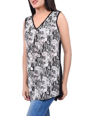 black printed printed top - 14334101 - Standard Image - 2