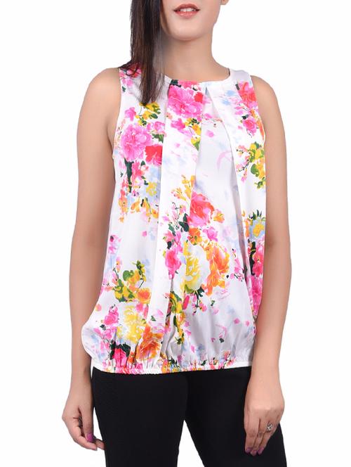 white floral printed blouson top - 14334103 - Standard Image - 1