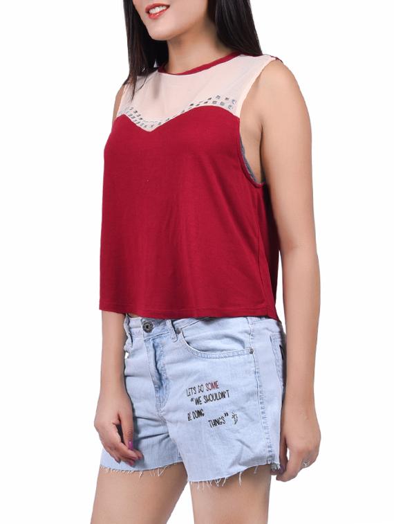 red cotton regular top - 14334109 - Zoom Image - 2