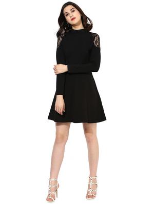 mock neck lace panel skater dress - 14334122 - Standard Image - 4