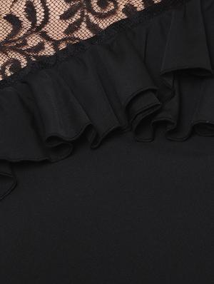 lace panel ruffle detail sheath dress - 14334454 - Standard Image - 5