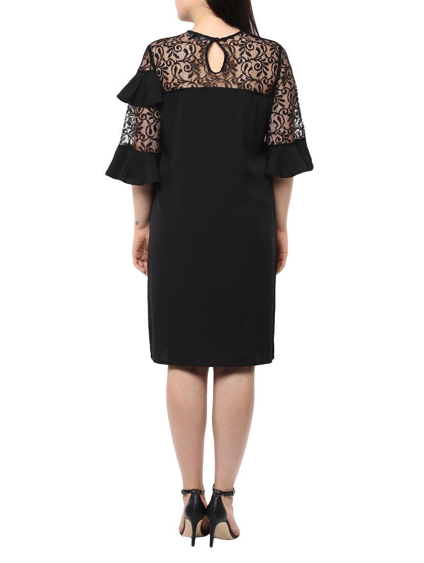 lace panel ruffle detail sheath dress - 14334454 - Zoom Image - 4