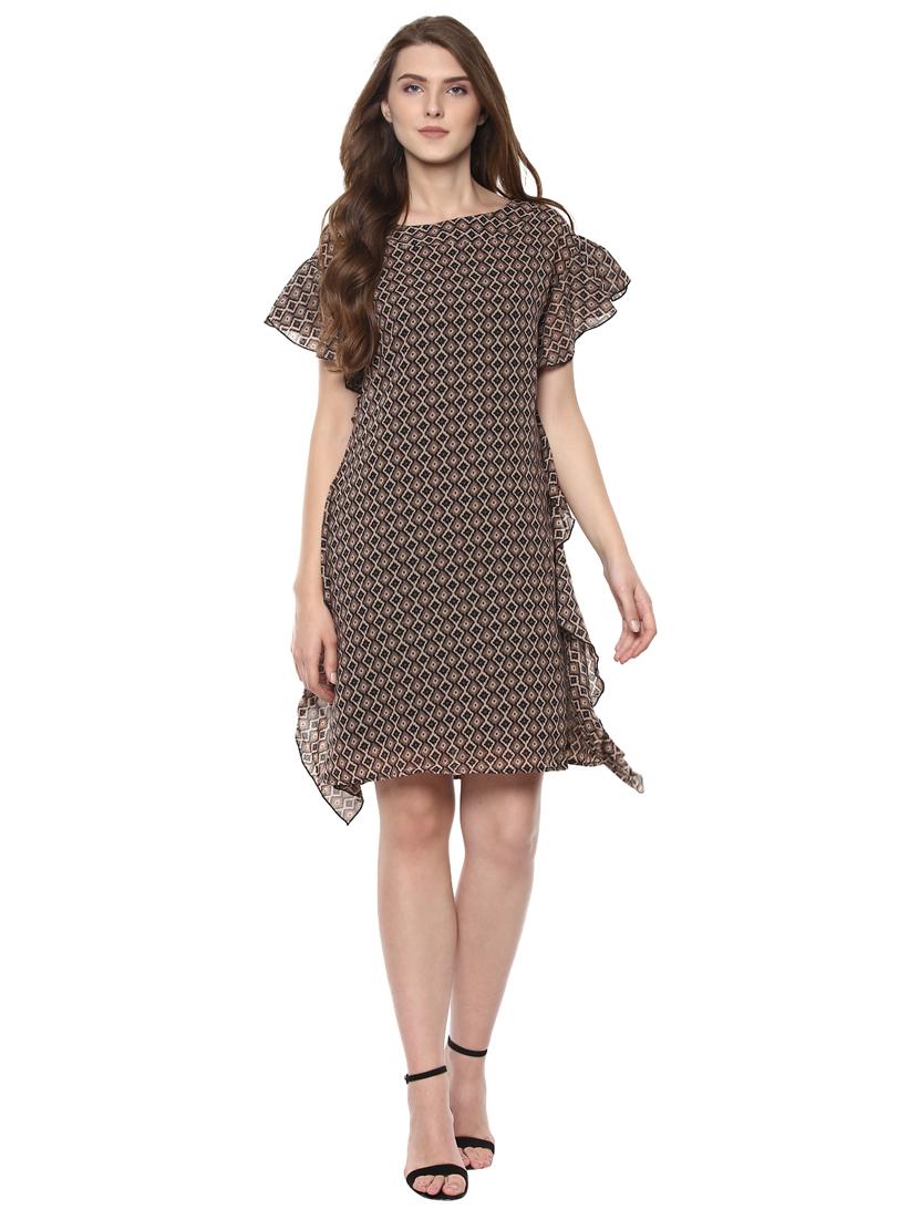 ruffle detail printed a-line dress - 14334461 - Zoom Image - 1