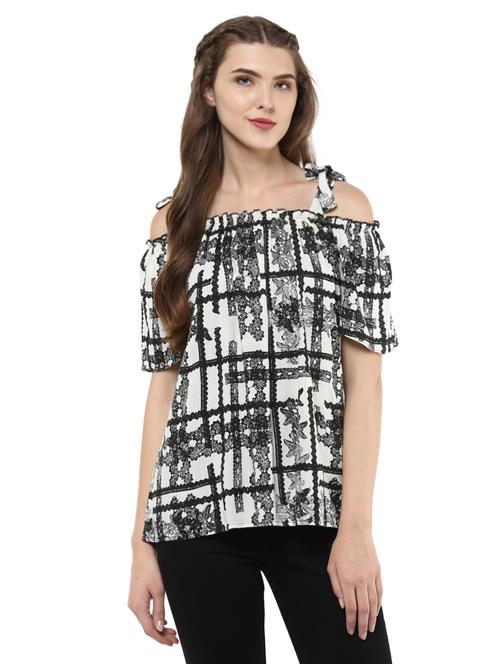white printed viscose top - 14334488 - Standard Image - 1