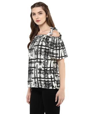 white printed viscose top - 14334488 - Standard Image - 2