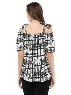 white printed viscose top - 14334488 - Standard Image - 3